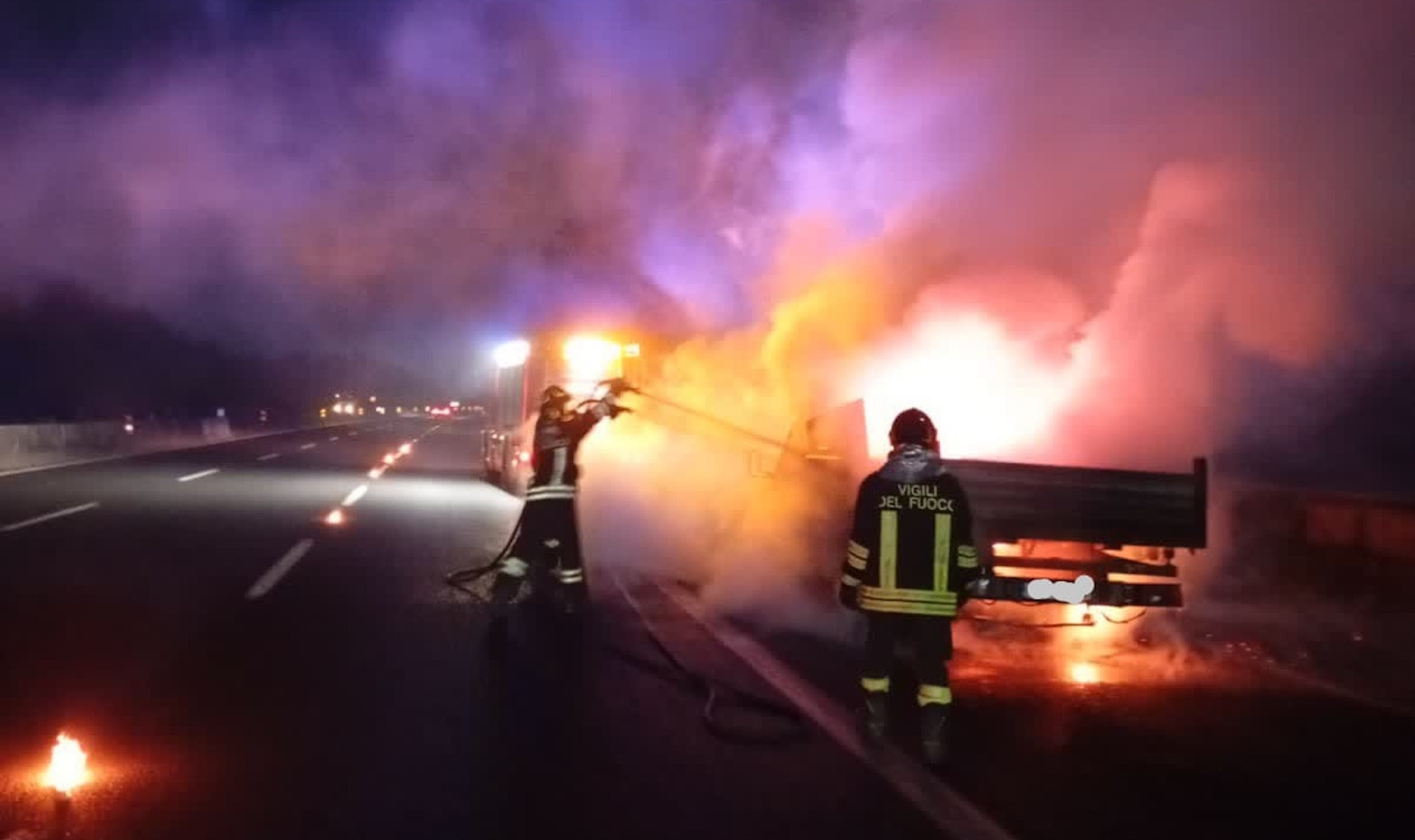 incendio autostrada A1 Roma