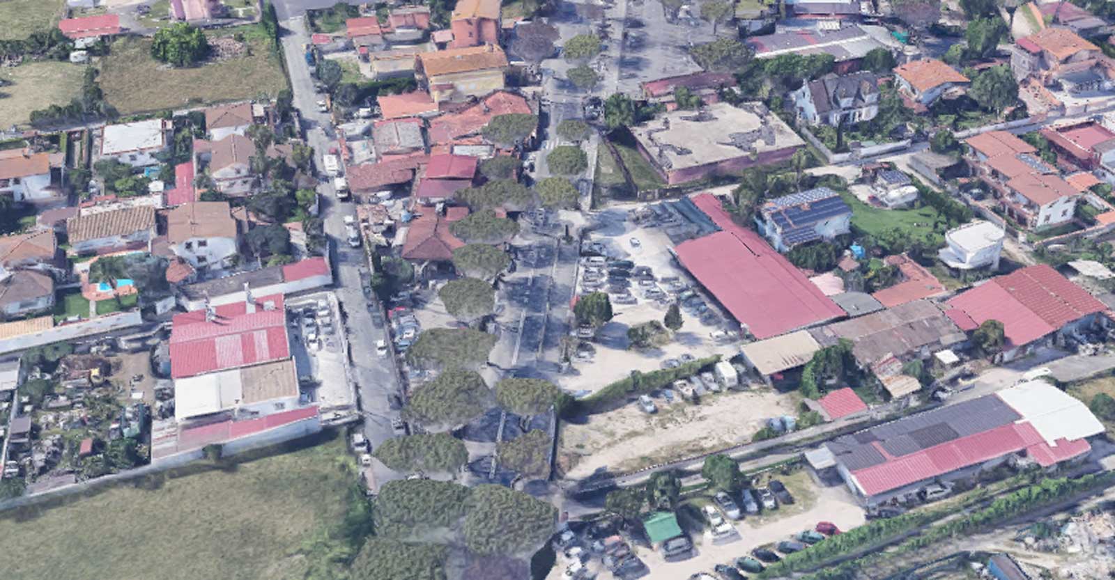 Ostia, l'area di via di Castel Fusano, foto Google Maps