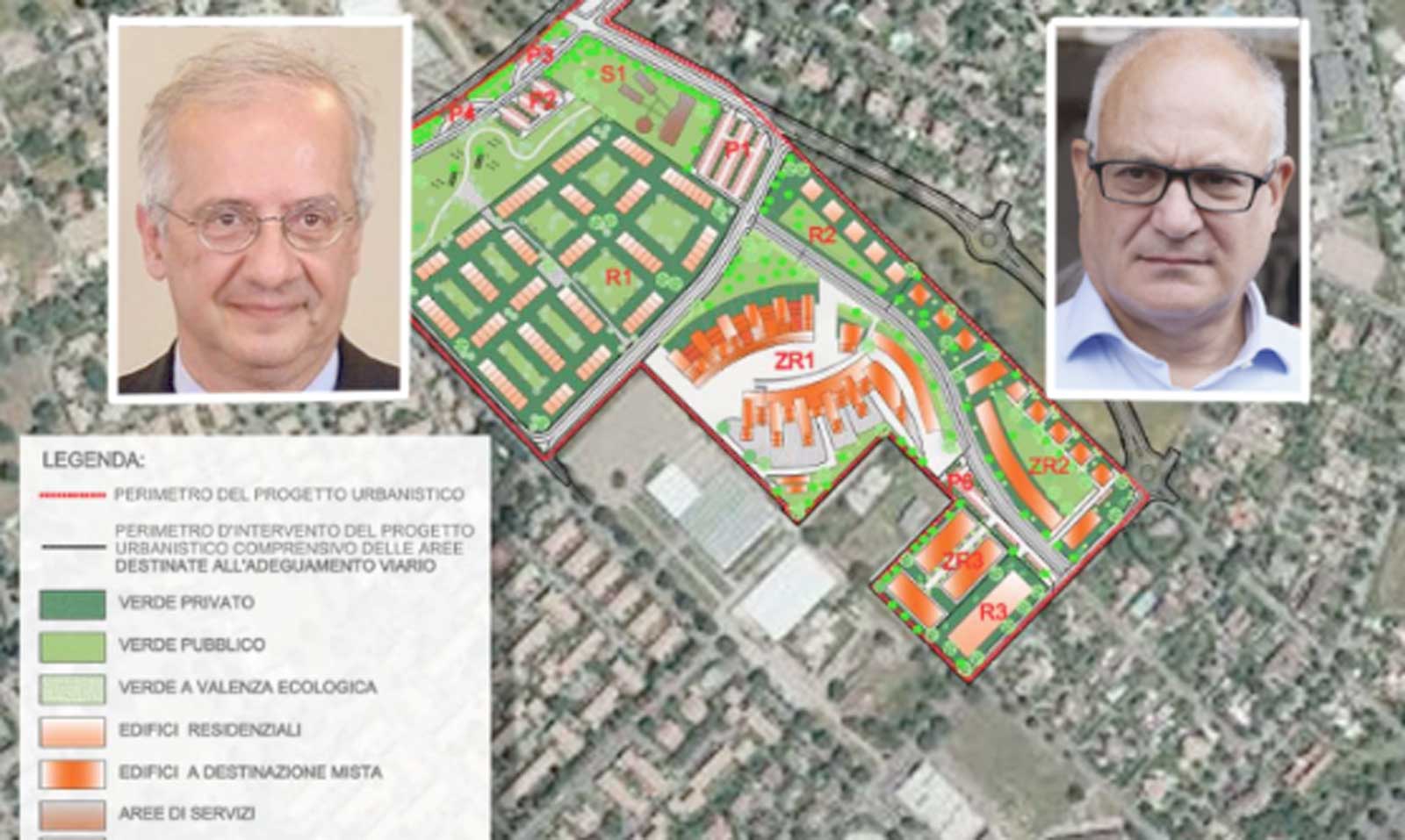 Roma, la lottizzazione conosciuta come 'Piccola Palocco', in zona Axa, il rendering approvato nel 2010 dal Comune di Roma, in oprimo piano l'ex sindaco Valter Veltroni e l'attuale primo cittadino Gualtieri