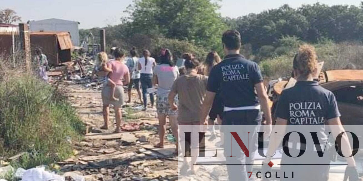 Il campo Rom di Castel Romano, Municipio IX, al confine con il Comune di Pomezia e dei Castel Romani, foto della Polizia Locale di Roma Capitale