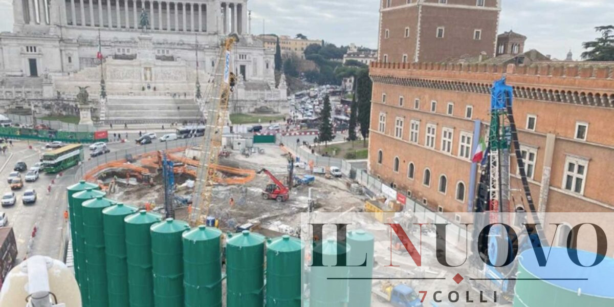 Roma, il canitere in corso alla Metro C, fermata di piazza Venezia