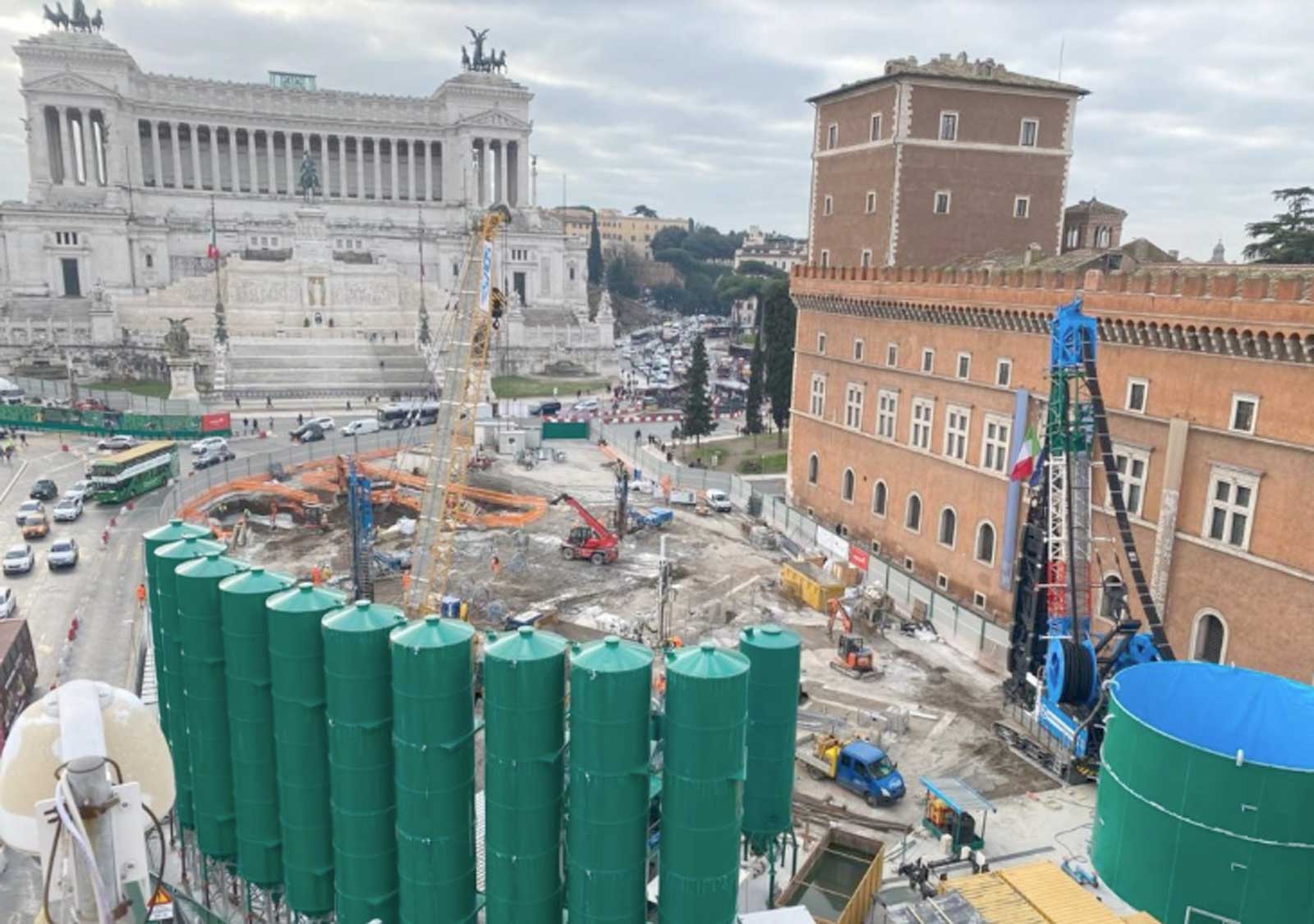 Roma, il canitere in corso alla Metro C, fermata di piazza Venezia