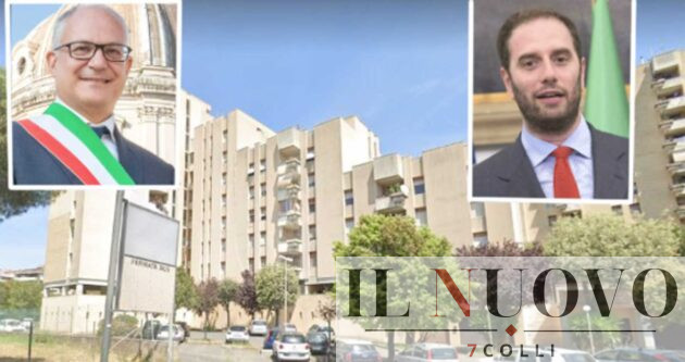 Roma, sullo sfondo alcune case popolari di Pomezia, in primo piano il sindaco Gualtieri e l'assessore Zevi