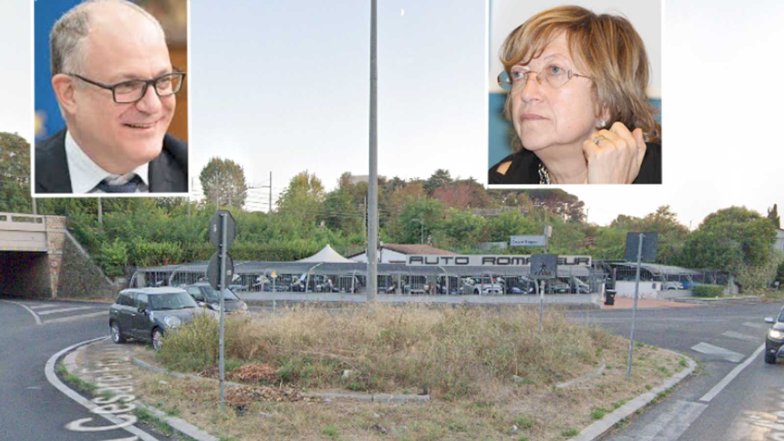 Roma, sullo sfondo la rotatoria tra via Ostiense e la stazione Metro Magliana, foto Google Maps