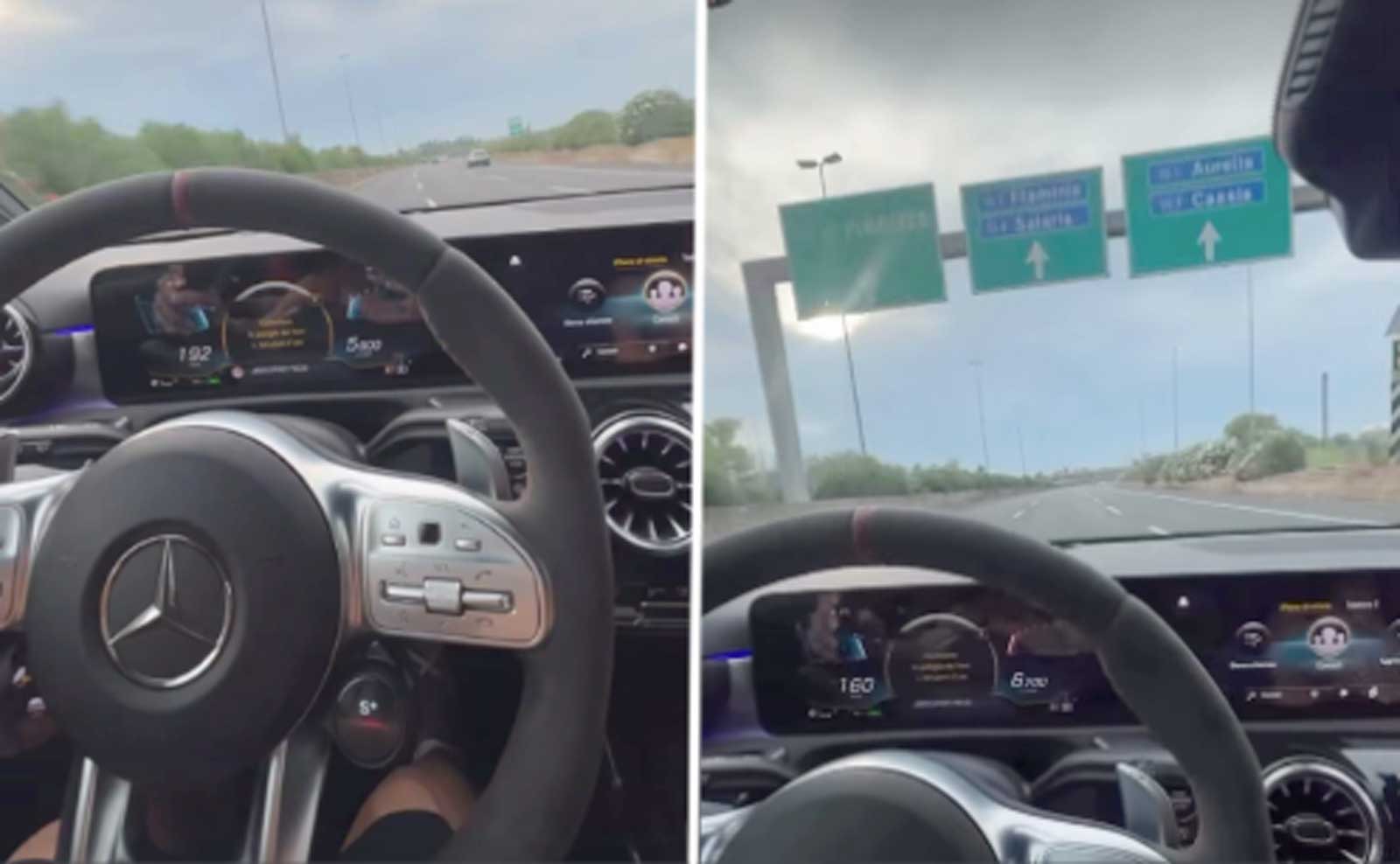 Roma, l'influencer romano a bordo di una AMG sul GRA