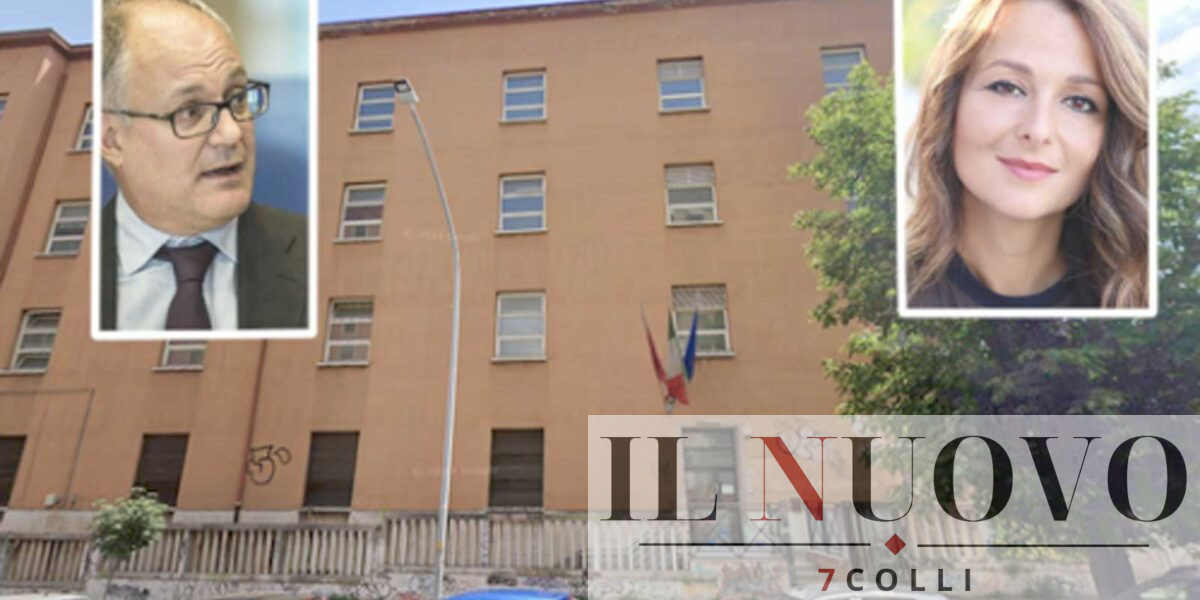 Roma, sullo sfondo l'Istituto scolastico professionale della Città Metropolitana, in primo piano il sindaco Gualtieri e l'assessore a Scuola, Formazione e Lavoro, Claudia Pratelli