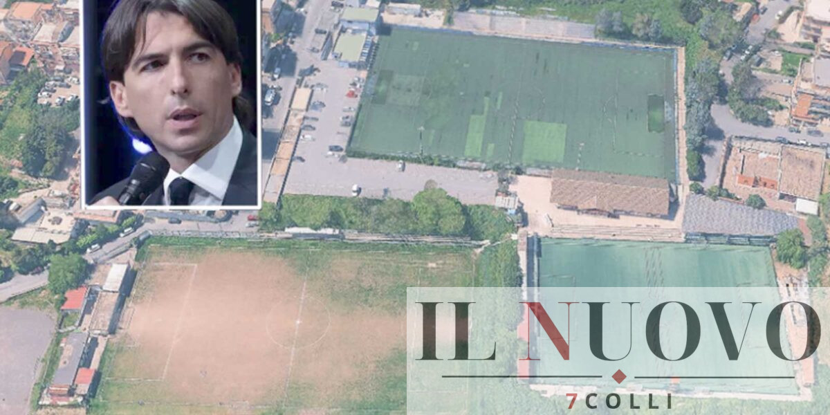 Roma, sullo sfondo il Centro Sportivo Don Puglisi, a Montespaccato, foto Google Maps, in primo piano l'assessore allo Sport di Roma Alessandro Onorato