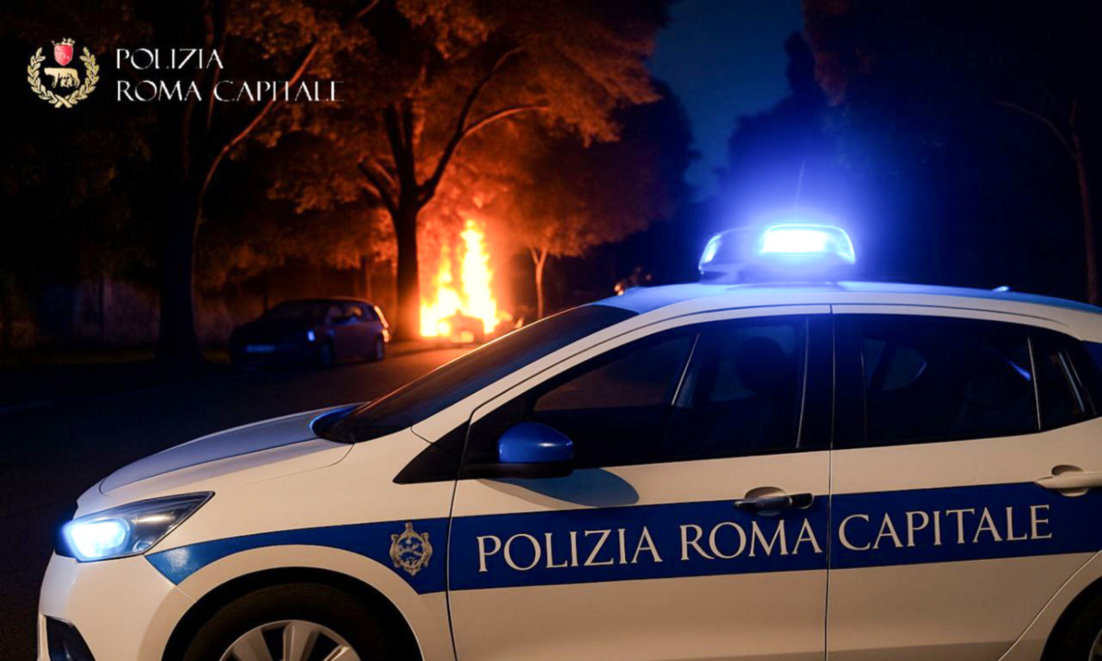 Veicoli in fiamme a Roma