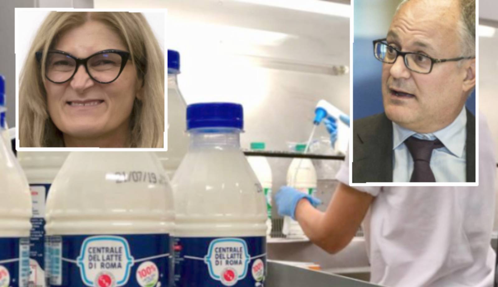 Roma, sullo sfondo un momento del ciclo produttivo presso la Centrale del Latte, in primo piano, da sinistra, la vicesindaco e assessore al Bilancio Silvia Scozzese, il sindaco Roberto Gualtieri