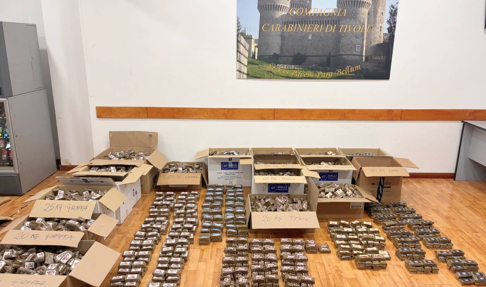 Guidonia, il sequestro della droga, foto carabinieri