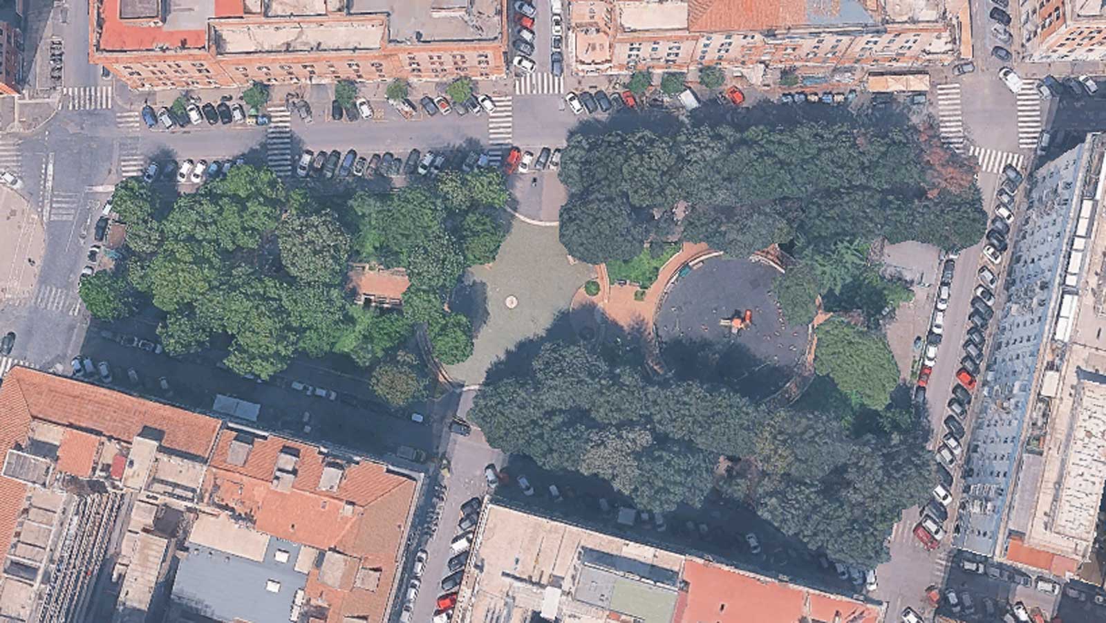 Roma, il parco del quartiere Testaccio, foto Google