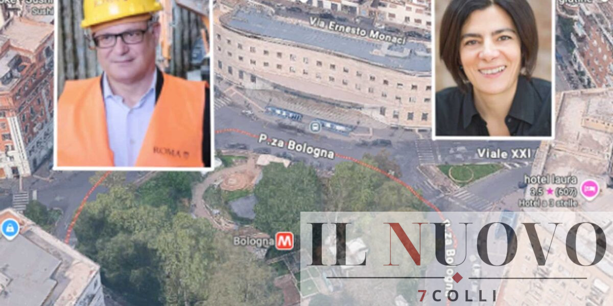 Roma, sullo sfondo piazza Bologna, foto Google Maps, in primo piano il sindaco Roberto Gualtieri e la mini-sindaca del Municipio II Francesca Del Bello