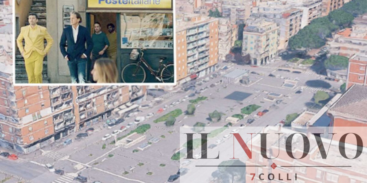 Roma, quartiere di Centocelle, foto Google Maps, in primo piano un recente spot tv di Poste Italiane