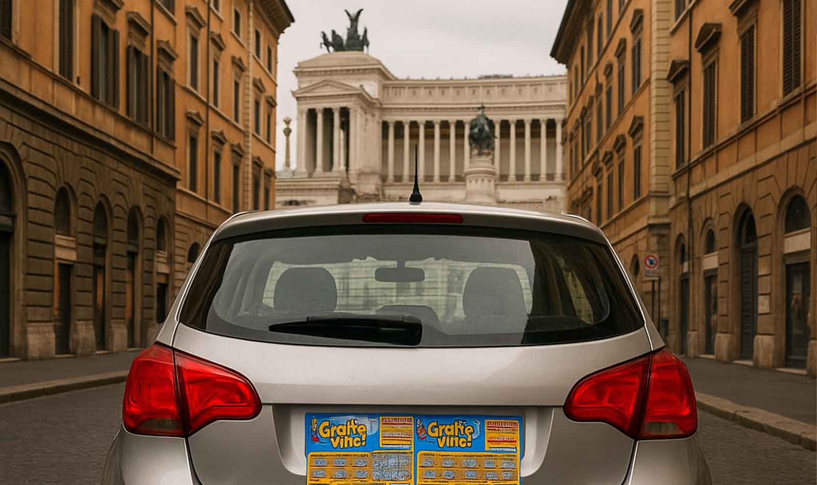 Roma, targa coperta con gratta e vinci