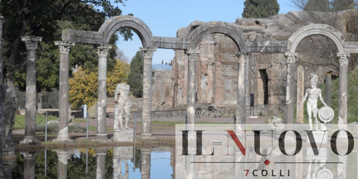 Tivoli, villa Adriana, particolare delle piscine con statue