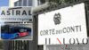Regione Lazio, sullo sfondo la targa della Corte dei Conti Lazio, in primo piano il logo Astral e un bus Cotral -
