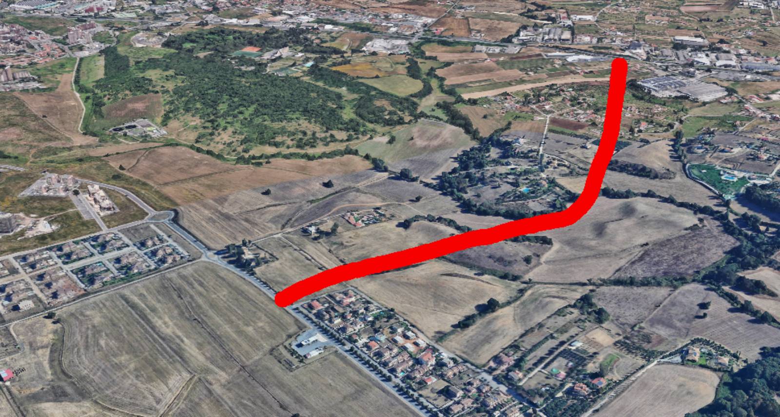 Pomezia, l'area interessata dalla nuova super strada, la line ain rossa è solo indicativa della nuova arteria, ma è generica