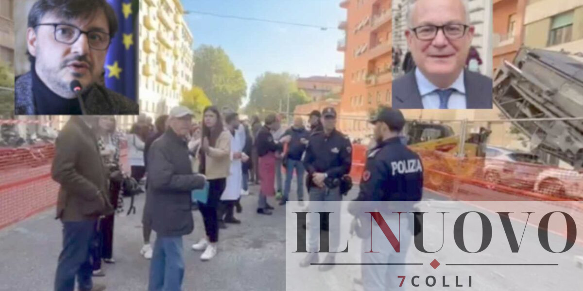 Roma, il cantiere fermo per la ciclabile in via Reni, in primo piano l'assessore Patanè e il sindaco Gualtieri