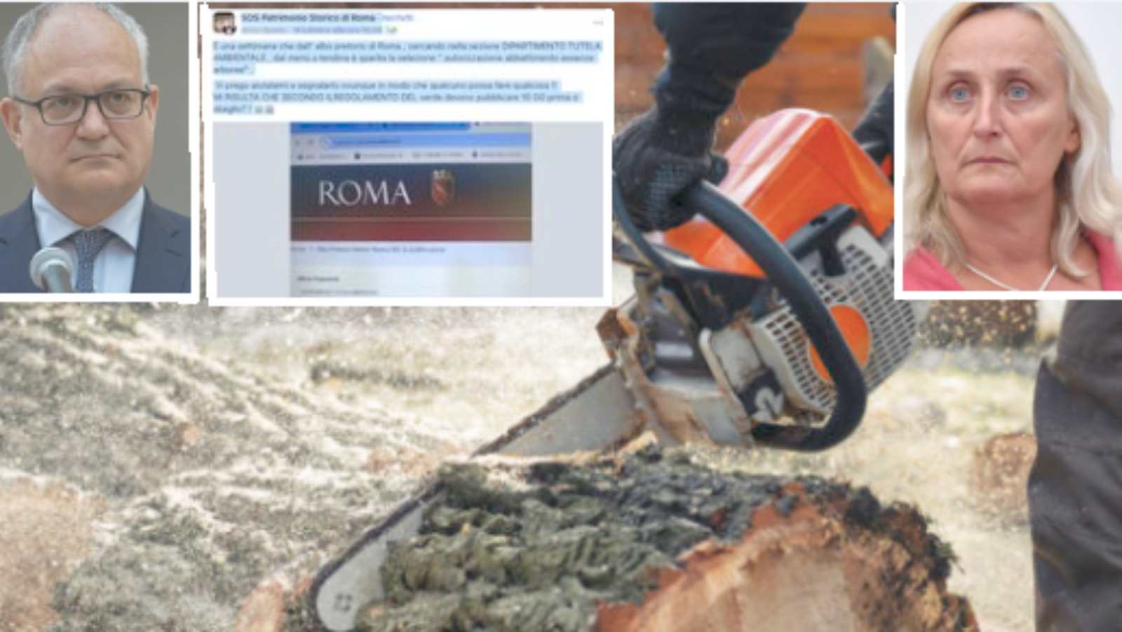 Sullo sfondo, il post dei cittadini di Roma, in primo piano il sindaco Gualtieri e l'assessore Alfonsi