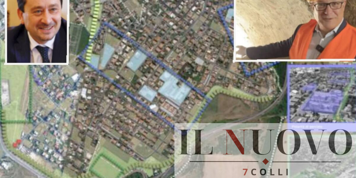 Roma, sullo sfondo il progetto Case Rosse, in primo piano sindaco Gualtieri e assessore all'Urbanistica Veloccia