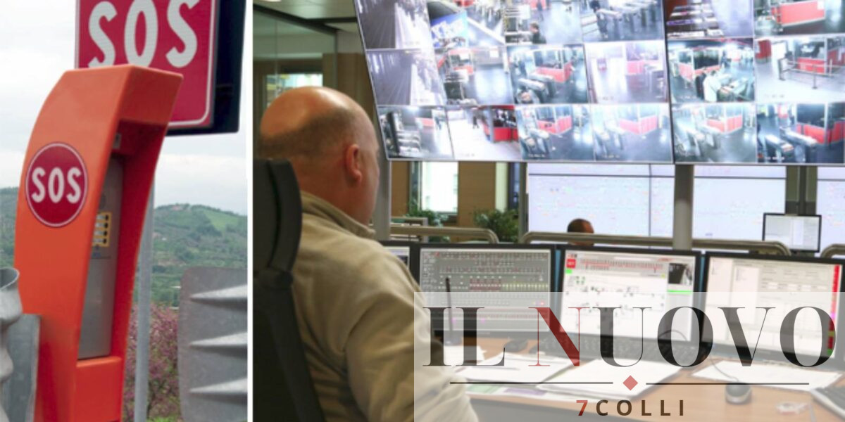 Roma, a sinistra, le colonnine SOS stradali di emergenza, a destra, una sala di comando