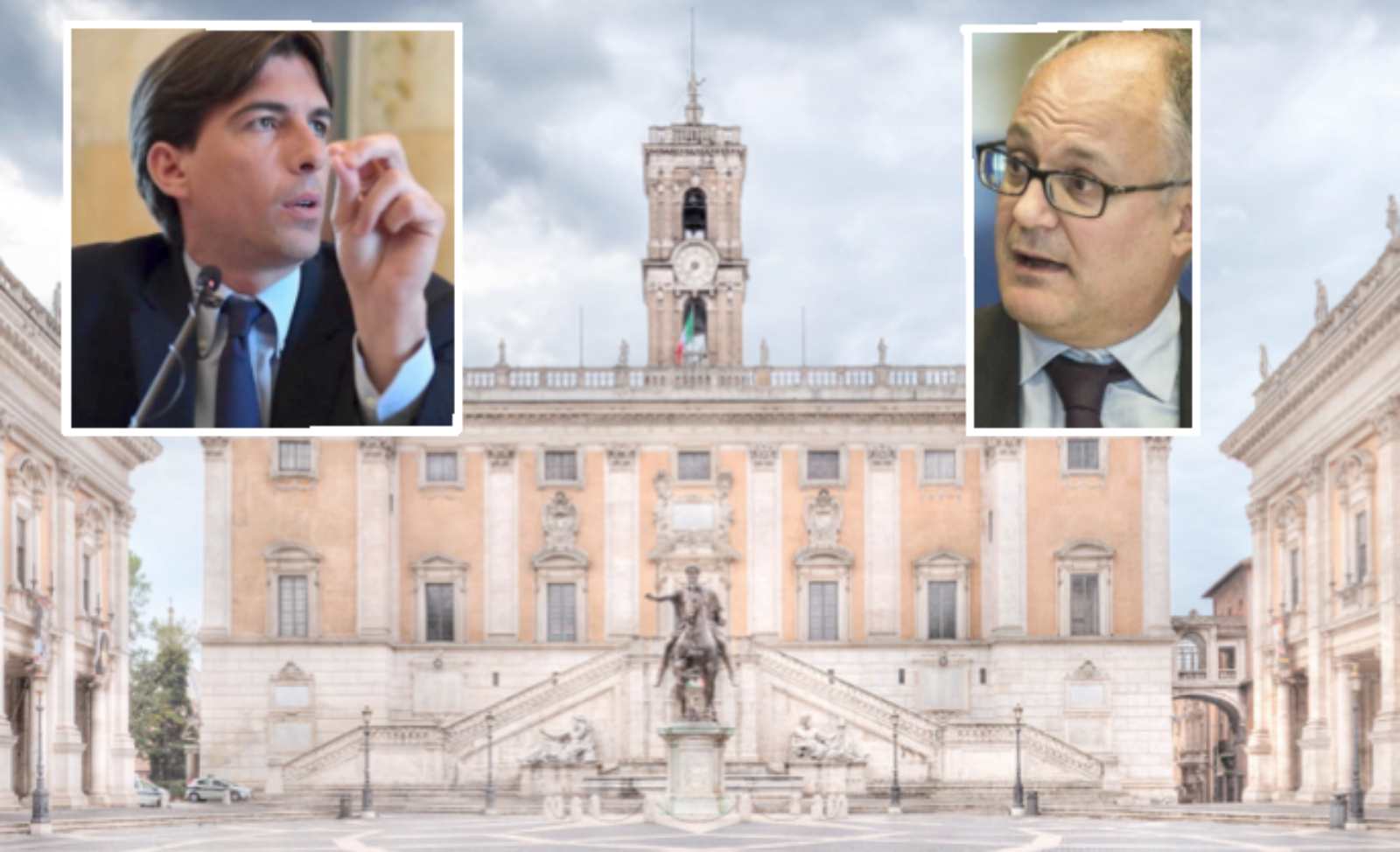 Roma, sullo sfondo il Campidoglio, in primo piano assessore allo Sport Onorato e il sindaco Gualtieri - www.7colli.it