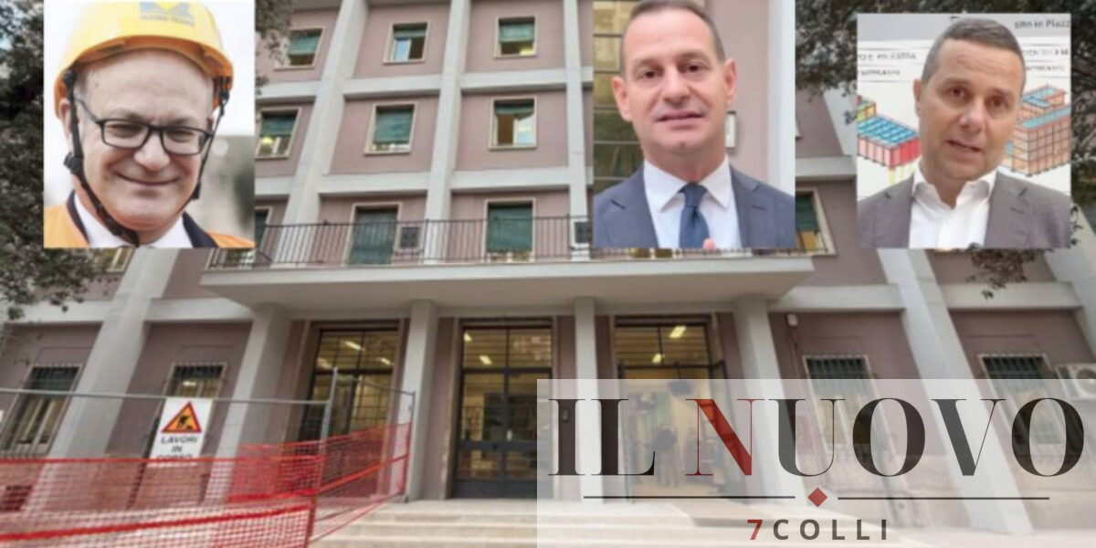 Roma, il Liceo Gullace appena ristrutturato, sede principale, foto Città Metropolitana, in primo piano il sindaco Gualtieri, il mini sindaco Francesco Laddaga e il delegato alla Città Metropolitana di Roma Daniele Parrucci