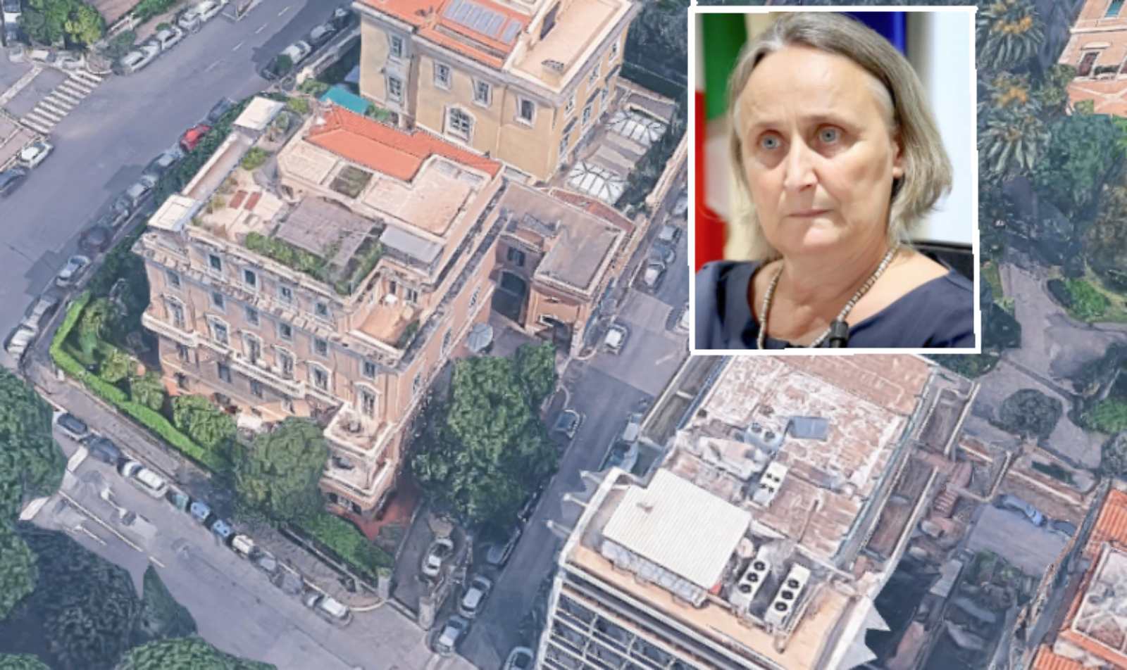 Roma, sullo sfondo Via Jacopo Peri, 1, fotot Google Maps, in primo piano l'assessore all'Ambiente Sabrina Alfonsi