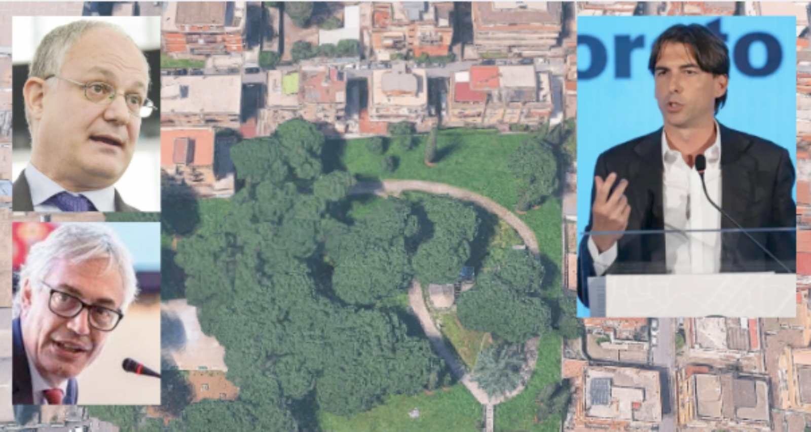 Sullo sfondo il parco delle Staffette partigiane, in primo piano sindaco, assessore Onorato, Amministartore di Risorse per Roma Paolo Orneli