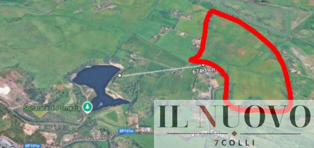 Tra Roma e Pomezia un nuovo maxi fotovoltaico da 75mila metriquadri, foto Google Maps, cerchiata in rosso l'area interessata dal nuovo impianto