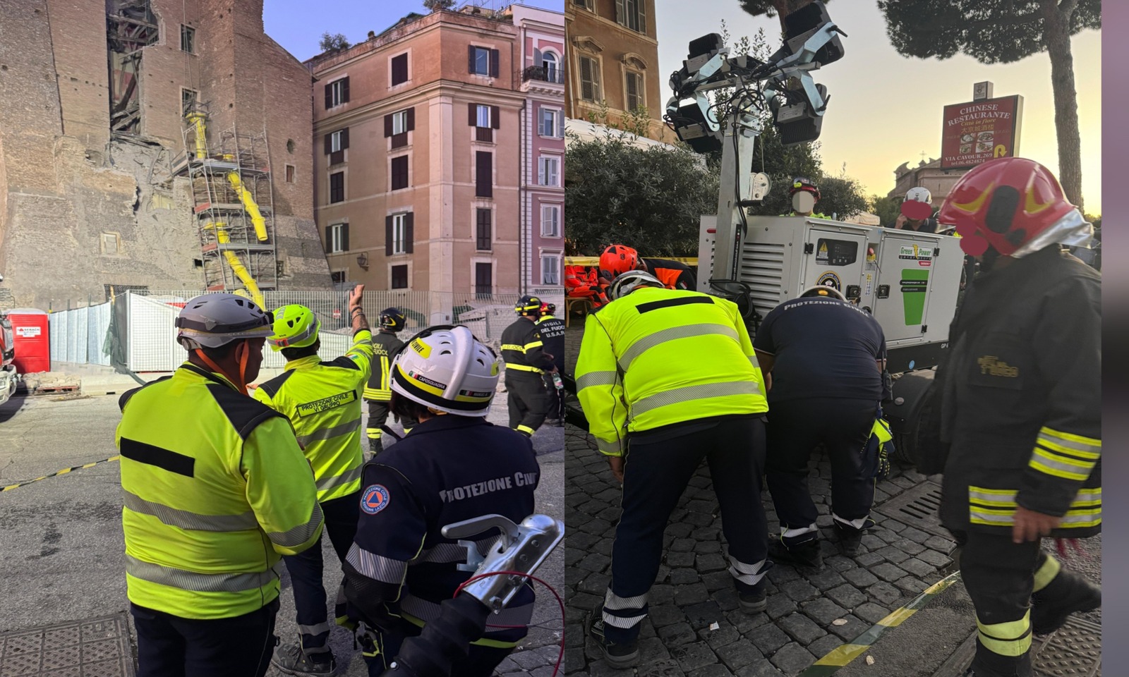 Crollo Torre dei Conti a Roma con salvataggio
