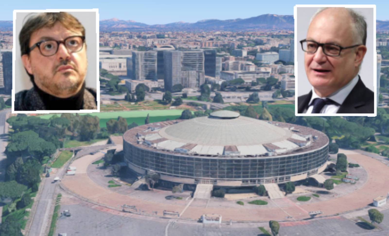 Roma, sullo sfondo via Colombo e il palazzo dello Sport, in primo piano sindaco Gualtieri e assessore Patanè