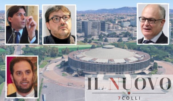 Roma, sullo sfondo via Colombo e il palazzo dello Sport, in primo piano sindaco Gualtieri, assessore Patanè, Onorato e Zevi