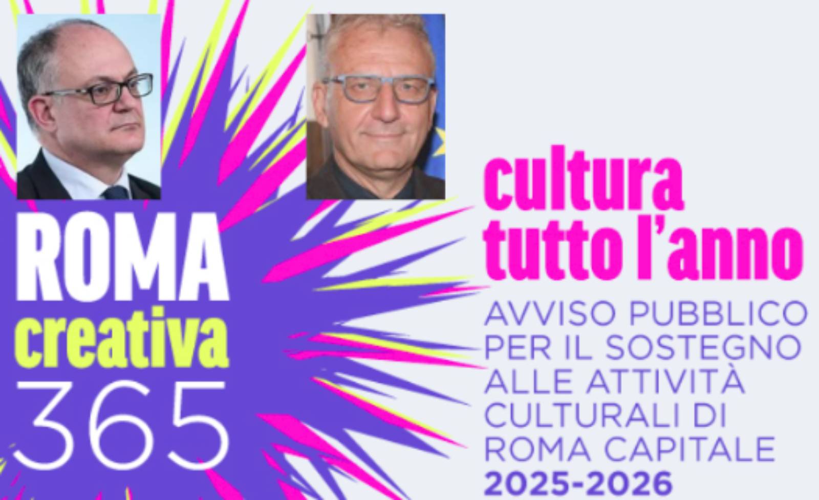 Roma, sullo sfondo il logo del bando capitolino, in primo piano il sindaco Gualtieri e l'assessore alla Cultura Smeriglio