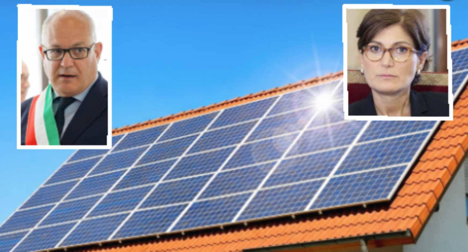 Roma, sullo sfondo un classico fotovoltaico, in primo piano il sindaco Gualtieri (commissario per il Giubileo) e la vice sindaco Scozzese, con delega al Bilancio