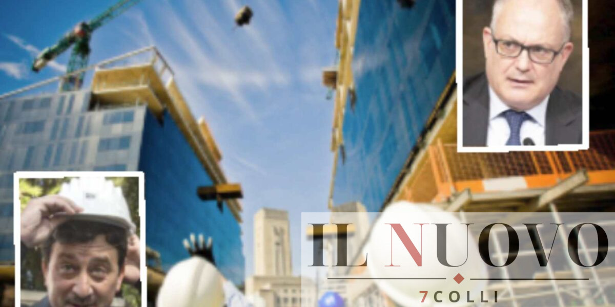 Roma, sullo sfondo un cantiere edile, in primo piano il sindaco Gualtieri e l'assessore Veloccia