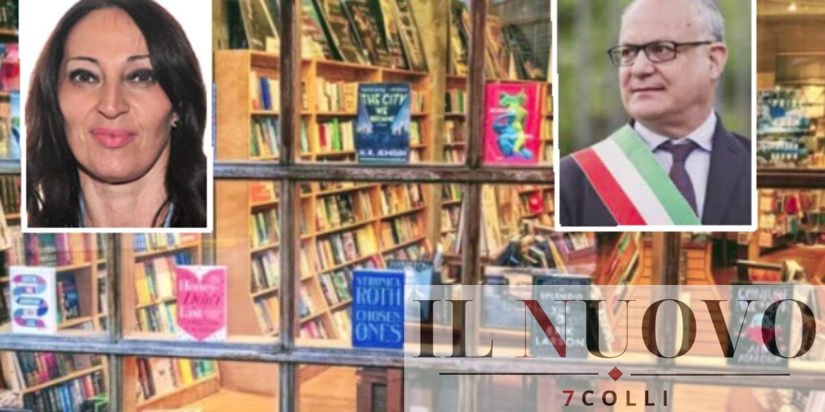 Roma, sullo sfondo una classica libreria, in primo piano il sindaco Gualtieri e la presidente del consiglio, Svetlana Celli
