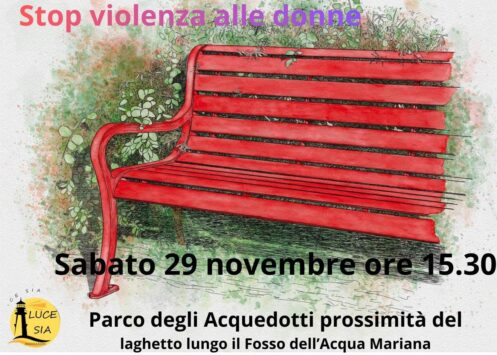 Roma, panchina rossa Parco degli Acquedotti