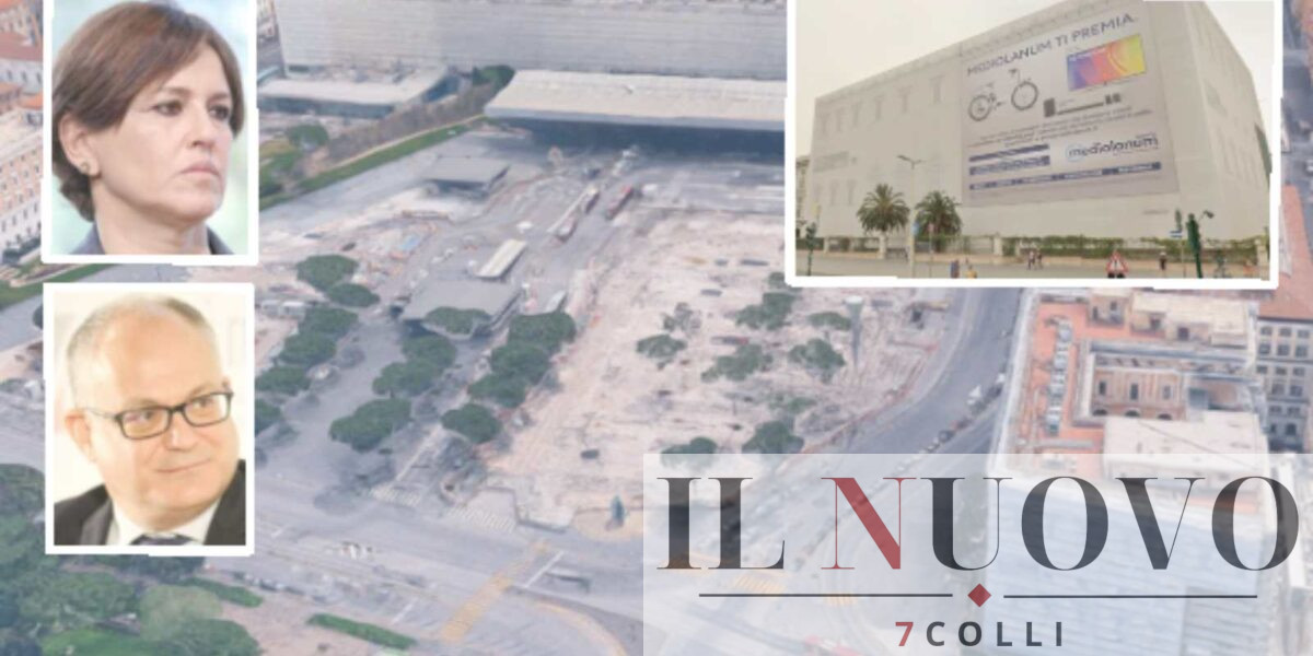 Roma, sullo sfondo piazza dei 500 e sulla destra palazzo Massimo, in primo piano il sindaco Gualtieri e l'assessore Lucarelli, foto Google Maps