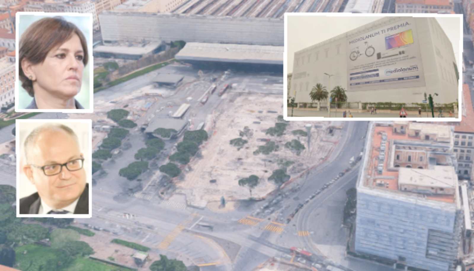 Roma, sullo sfondo piazza dei 500 e sulla destra palazzo Massimo, in primo piano il sindaco Gualtieri e l'assessore Lucarelli, foto Google Maps