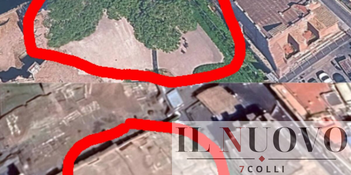 Roma, la foto dell'area della Torre dei Conti, foto Google Maps