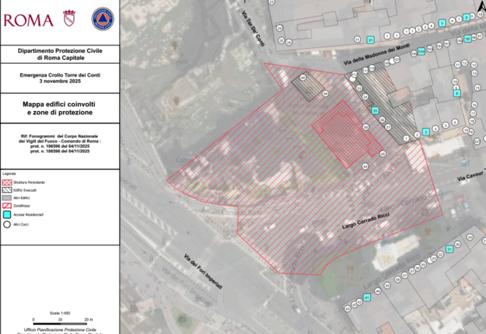 Roma, la zona rossa varata dal Campidoglio, rendering della mappa