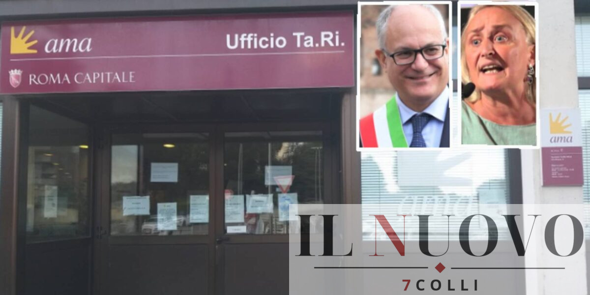 Roma, sullo sfondo l'ufficio Tari Ama, in primo piano sindaco Gualtieri e assessore Alfonsi