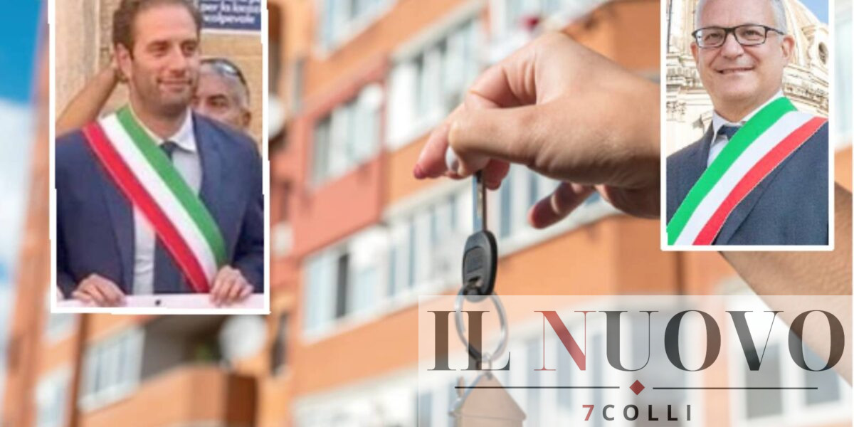 Roma, sullo sfondo una immagine dell'Emergenza Abitativa, in primo piano il sindaco Gualtieri e l'assessore Zevi