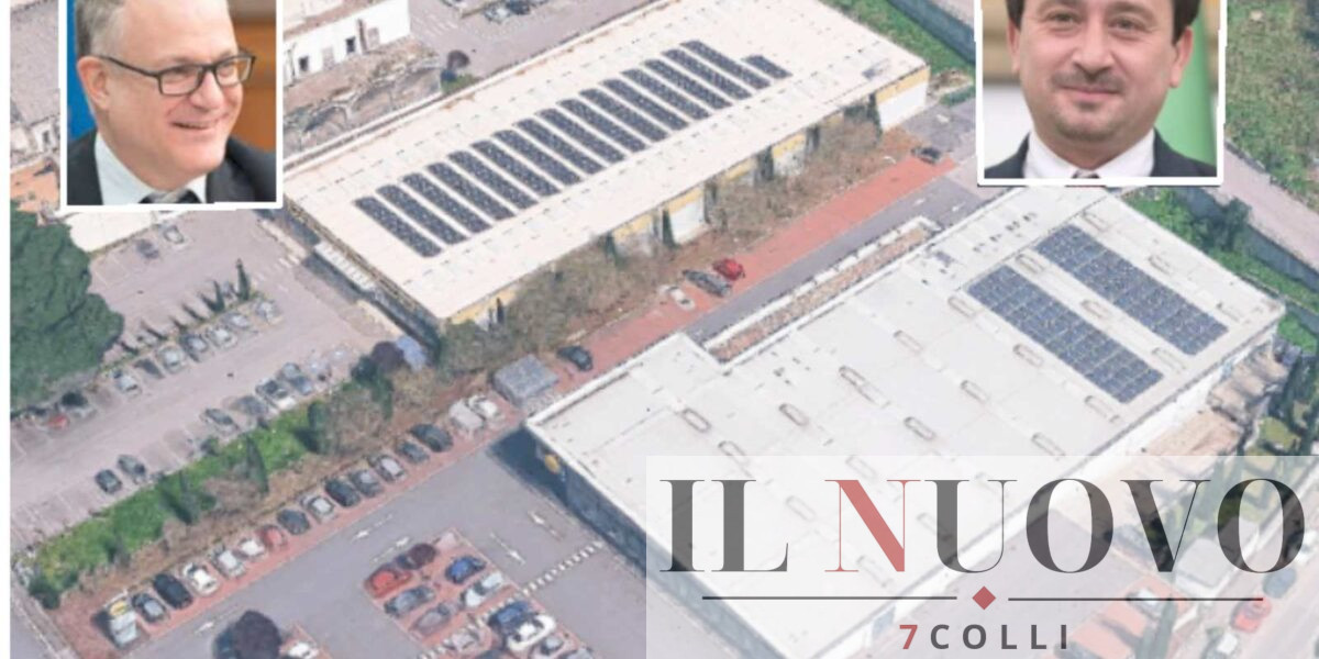 Roma, sullo sfondo il Centro Commerciale sulla tiburtina, in primo piano il sindaco e l'assessore all'Urbanistica Veloccia