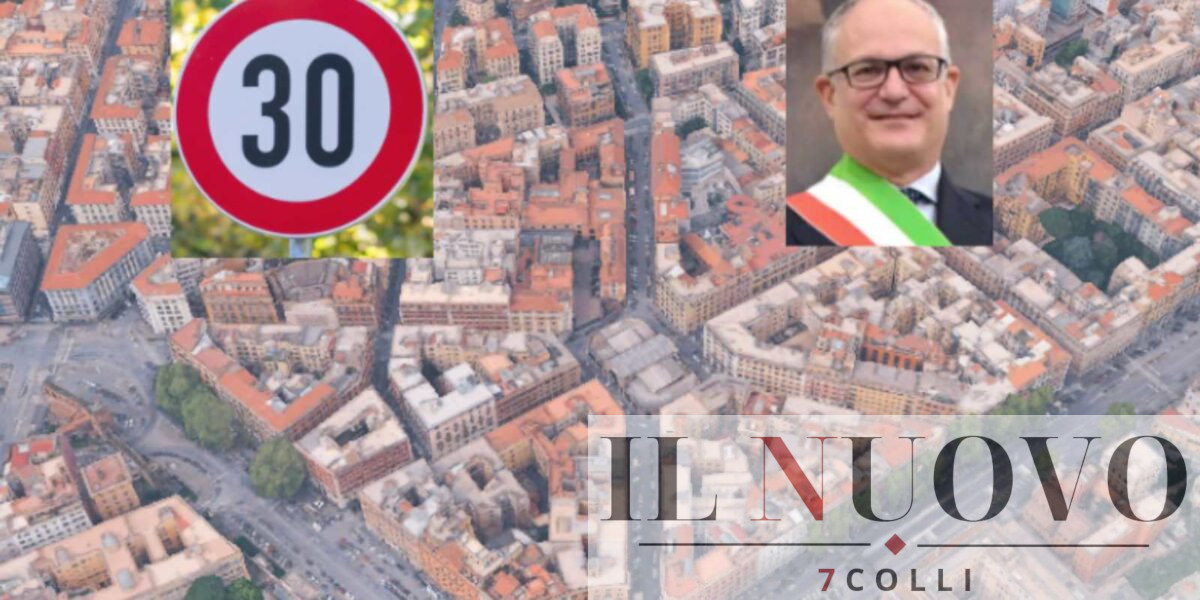 Roma, sullo sfondo, l'area di piazza Alessandria, in pirmo piano il sindaco Gualtieri e un cartello Zona 30