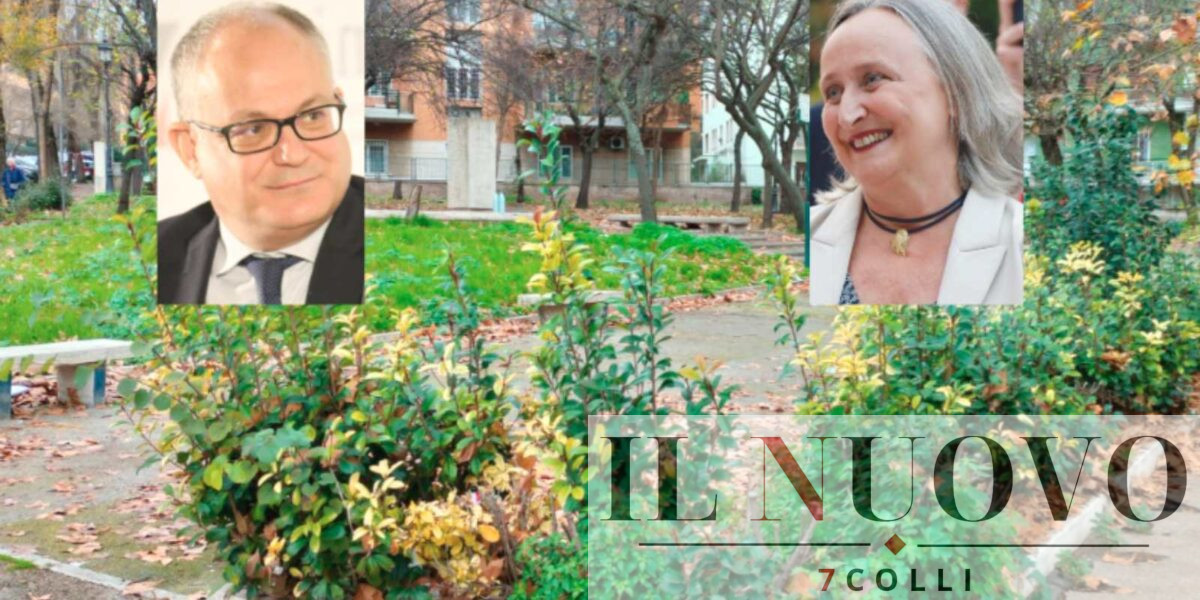 Roma, sullo sfondo un area verde capitolina, in primo piano sindaco Gualtieri e assessore all'Ambiente Sabrina Alfonsi