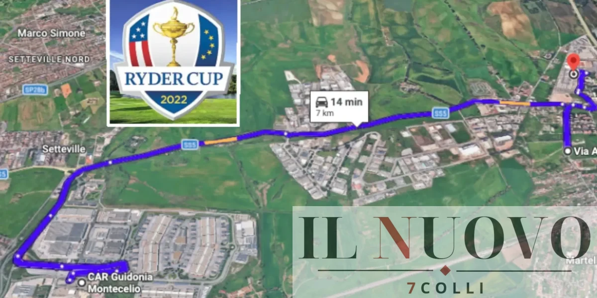 Roma, Ryder Cup 2022, foto Google Maps con inserimento logo della iniziativa di golf