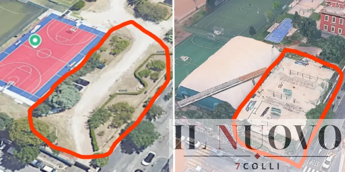 Roma, a sinistra l'area com'era nel 2022, a destra com'è oggi, foto google maps