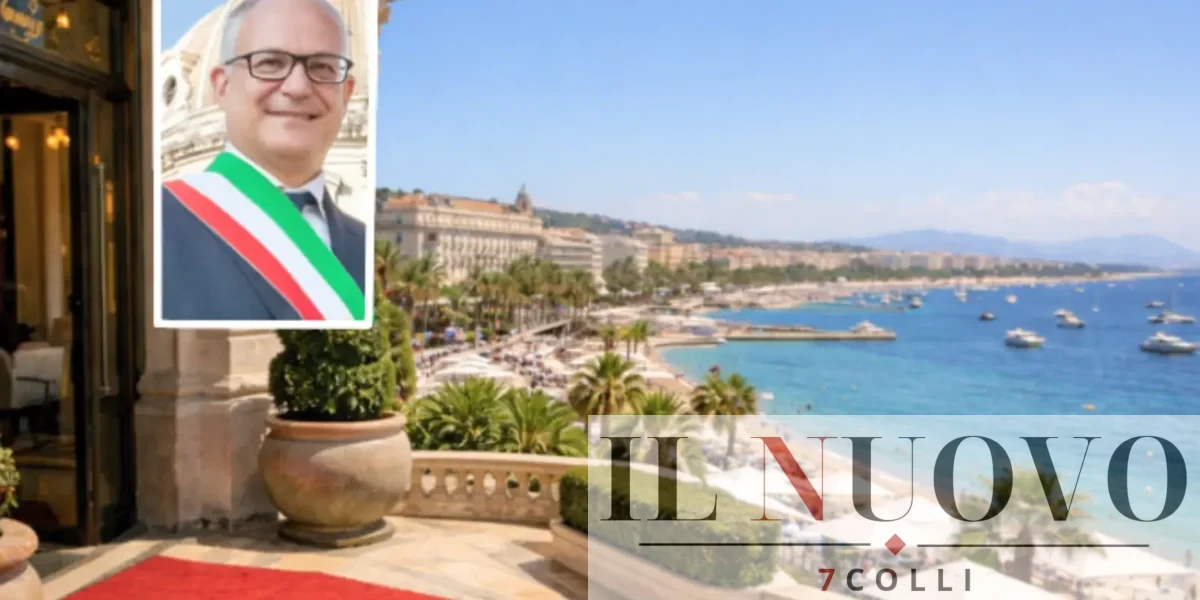 Sullo sfondo Cannes, in primo piano il sindaco di Roma Gualtieri